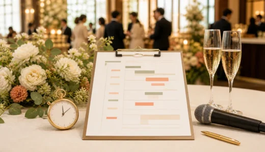 【結婚式二次会の進行表配布】90分・120分・150分の例と無料テンプレート